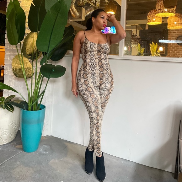 Python print catsuit jumpsuit - Picture 1 of 4